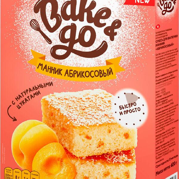 Смесь для выпечки Увелка Bake&Go Манник абрикос, 400 г