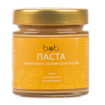 Паста арахисовая BOB с белым веганским шоколадом