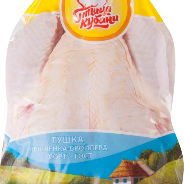Тушка цыпленка-бройлера ПТИЦА КУБАНИ 1с потрош. охл. пакет вес до 2.3 кг