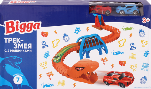 

Набор игровой BIGGA Трек-змея с 2 машинками, 7 предметов