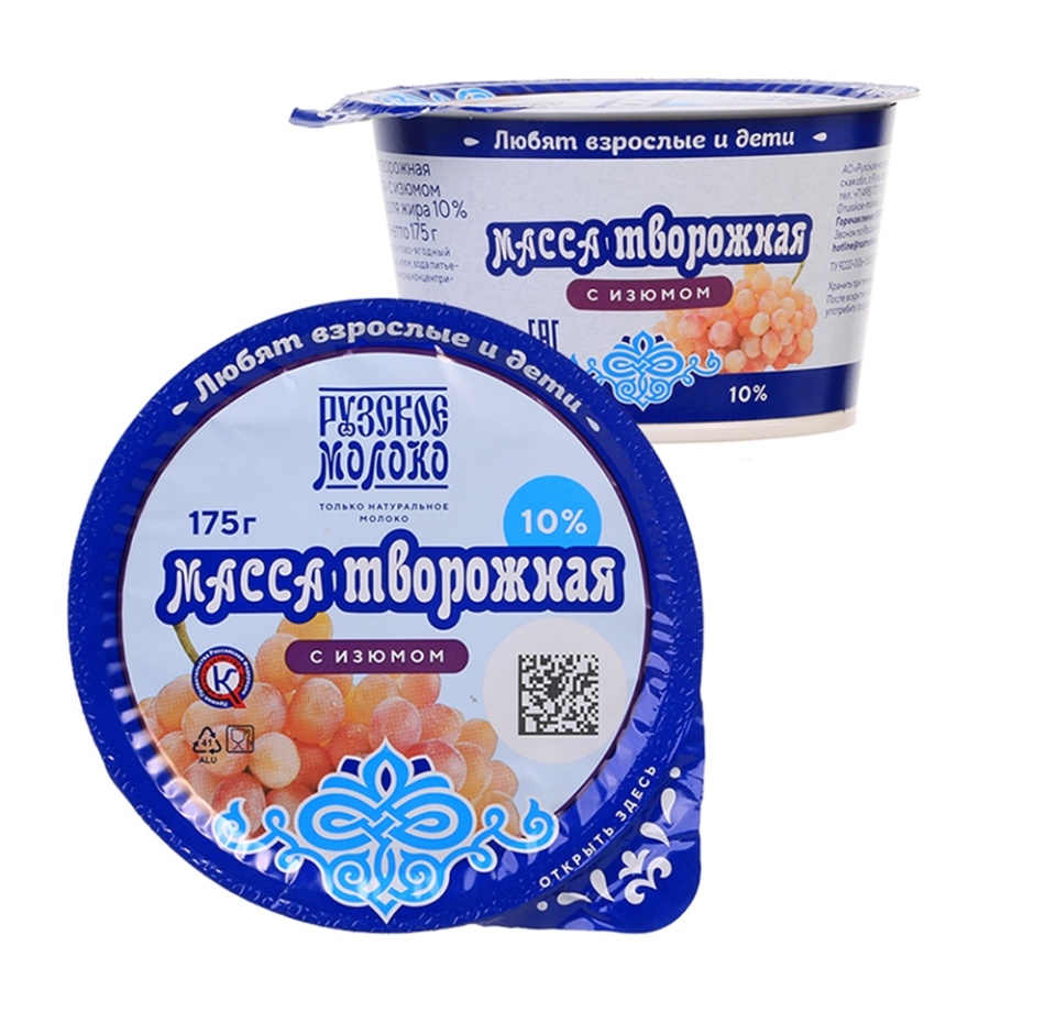 

Масса творожная Рузская 10% с изюмом, 175г Россия