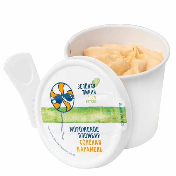Мороженое пломбир солёная карамель 15% Зелёная Линия, 75г