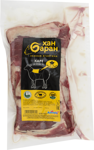 

Ягнятина ХАН БАРАН каре 4 ребра н/к охл в/у вес до 500г