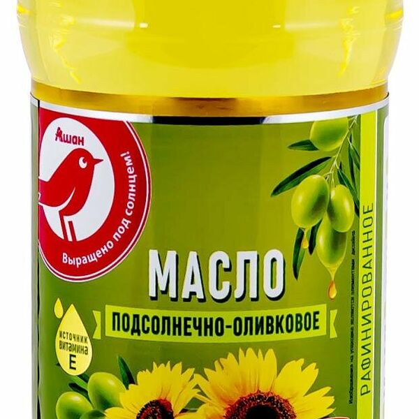 Масло подсолнечно-оливковое Ашан Красная птица рафинированное