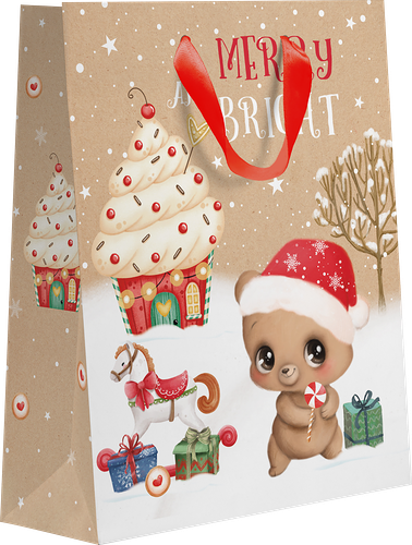 Пакет подарочный Snow крафт, 32х26,5х12,5см, Арт. KL, в ассортименте 