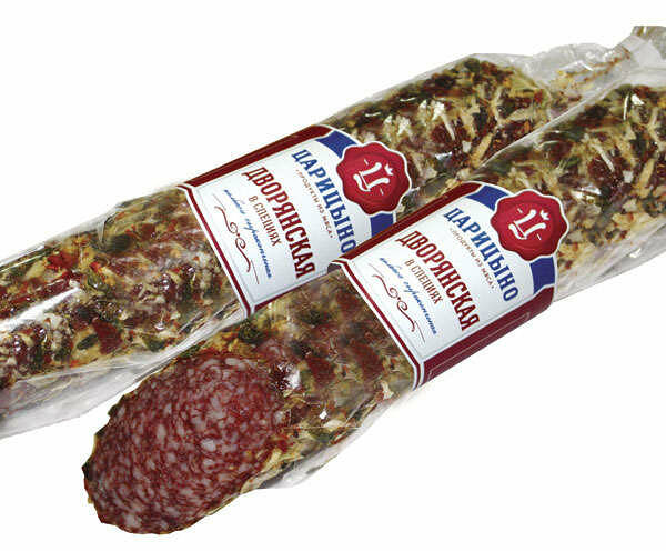 Колбаса сырокопченая Дворянская в специях ТМ Царицыно 