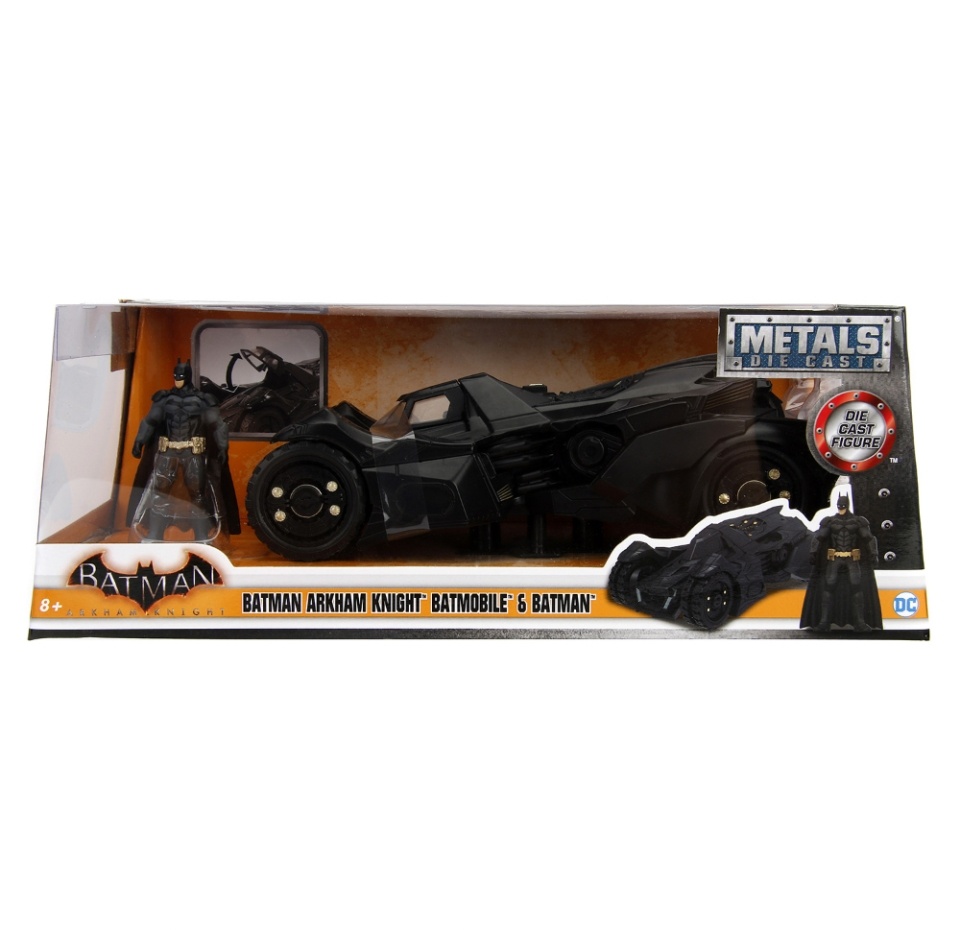 

Набор: машинка с фигуркой Batmobile 2.75" 2015 Arkham Knight Batmobile W/Batman Figure, Jada Toys, 1:24, Китай