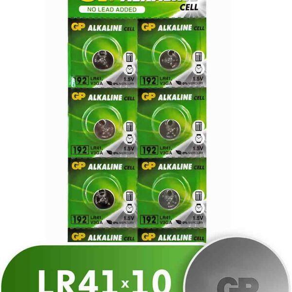 Батарейки алкалиновые GP LR41/G3/LR736 V3GA, 10 шт.