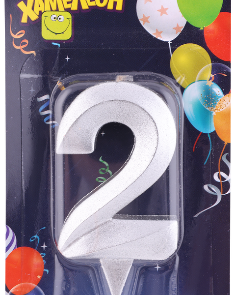 Свеча ХАМЕЛЕОН Цифра 2 Грань, в ассортименте