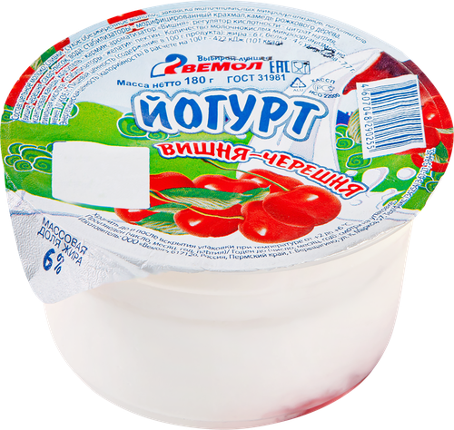 

Йогурт Вемол вишня-черешня 6% 180 г