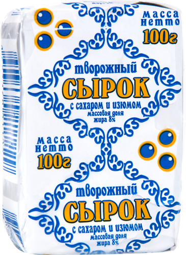 

Сырок творожный СЛАВМО с сахаром и изюмом 8%, без змж, 100г