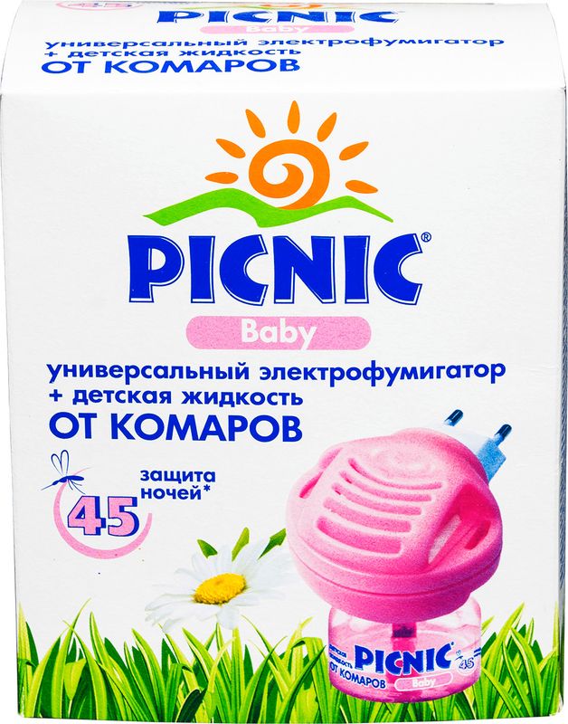 

Комплект от комаров Picnic Baby: Электрофумигатор, Жидкость от комаров Picnic Baby 30 мл
