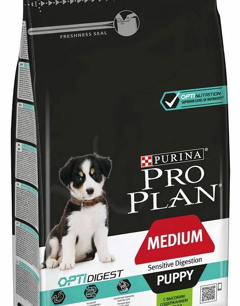 Pro Plan Medium Puppy Sensitive Digestion для щенков средних пород с чувствительным пищеварением Ягненок