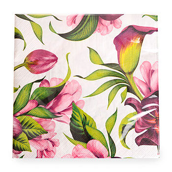 Салфетки одноразовые Цветы 33х33см, 3сл 20 шт в упаковке Россия