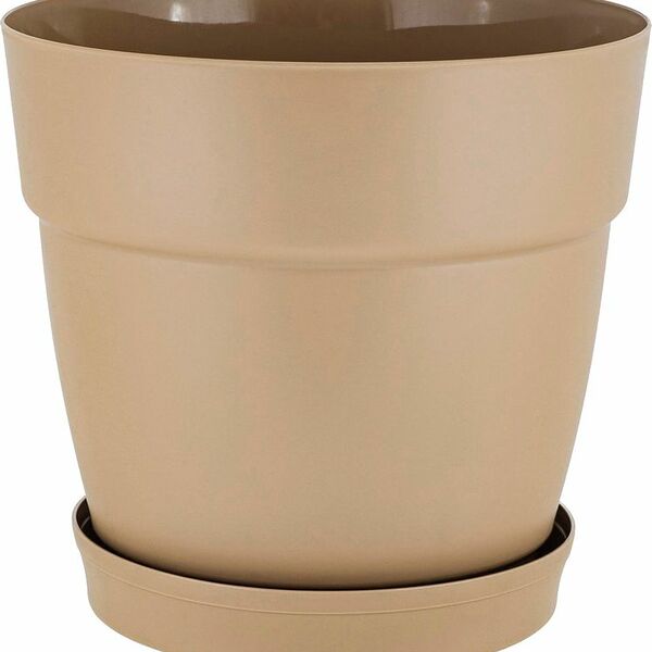 Горшок Ingreen Villa de Fiori для цветов с фиксируемым поддоном молочный шоколад диаметп 13 см 1.1л