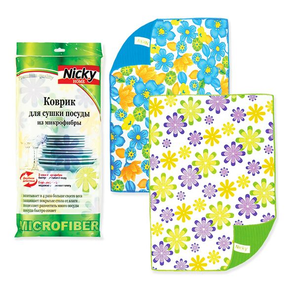 Коврик для сушки посуды Nicky Home, 38 х 51 см, микрофибра, в ассортименте
