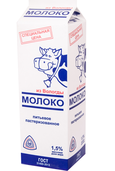 Молоко пастеризованное из Вологды 1,5%