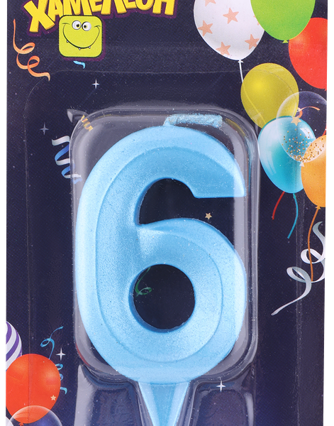 Свеча ХАМЕЛЕОН Цифра 6 Грань, в ассортименте