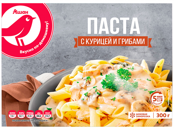 Паста АШАН Красная птица с курицей и грибами