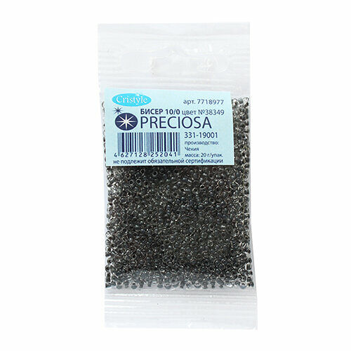 (38349) 331-19001-10/0 Бисер прозрачный с цветн. центром 10/0, круг.отв., 20гр Preciosa,упак