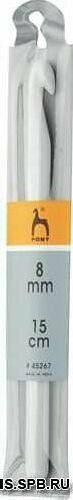 45267 Крючок вязальный 8,00мм*15см, пластик PONY