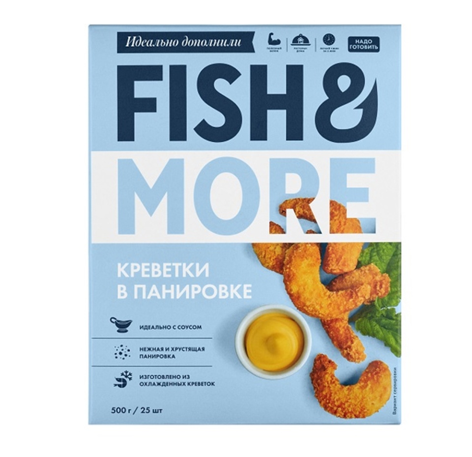 

Креветки Fish&More, очищенные в панировке, свежемороженые 500 г
