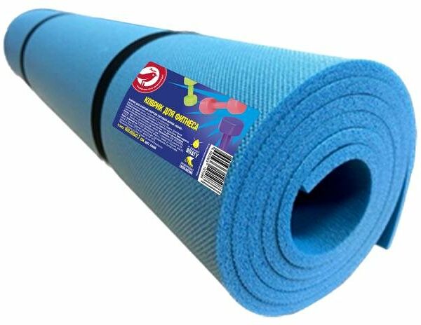 Коврик для фитнеса Ашан Красная птица синий, 160х60 см