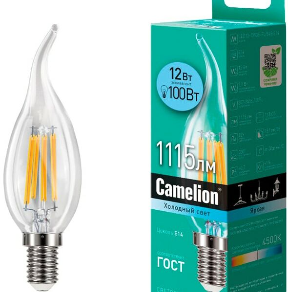Лампа Camelion светодиодная LED12-CW35-FL 845 E14 12Вт