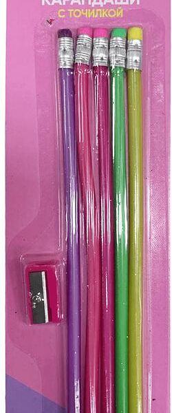 Набор карандашей 5 шт. с точилкой
