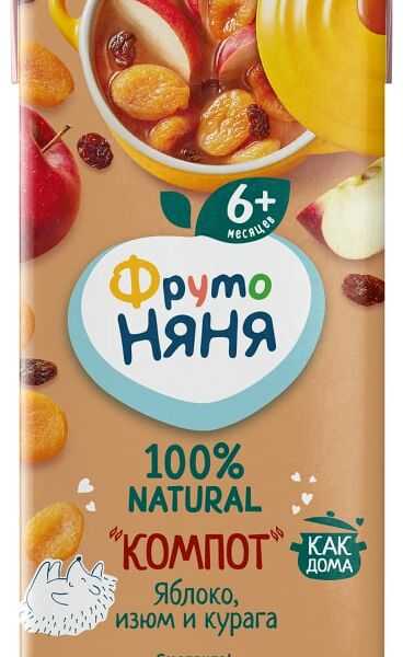Компот ФрутоНяня из яблок изюма и кураги с 6 месяцев 200мл