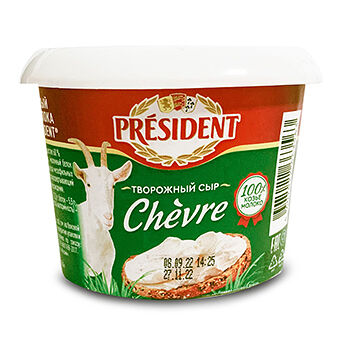 Сыр творожный из козьего молока PRESIDENT Chevre 60%, без змж, 140г