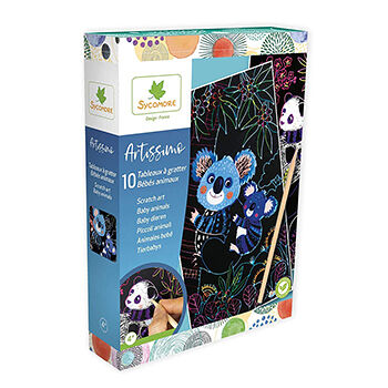 Набор для скретчинга Sycomore Artissimo Животные с малышами 4+, Франция