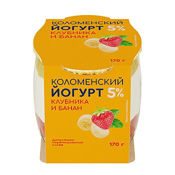 Йогурт «Клубника-банан» 5%, «Коломенский»