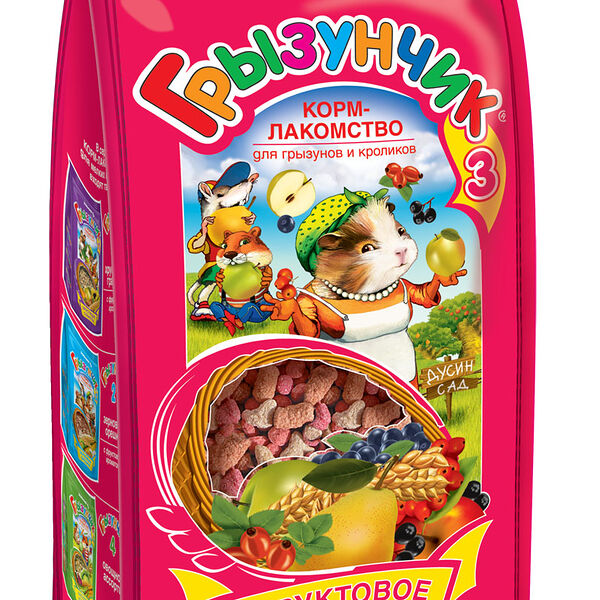 Грызунчик Фруктовое ассорти корм - лакомство для грызунов и кроликов Фрукты