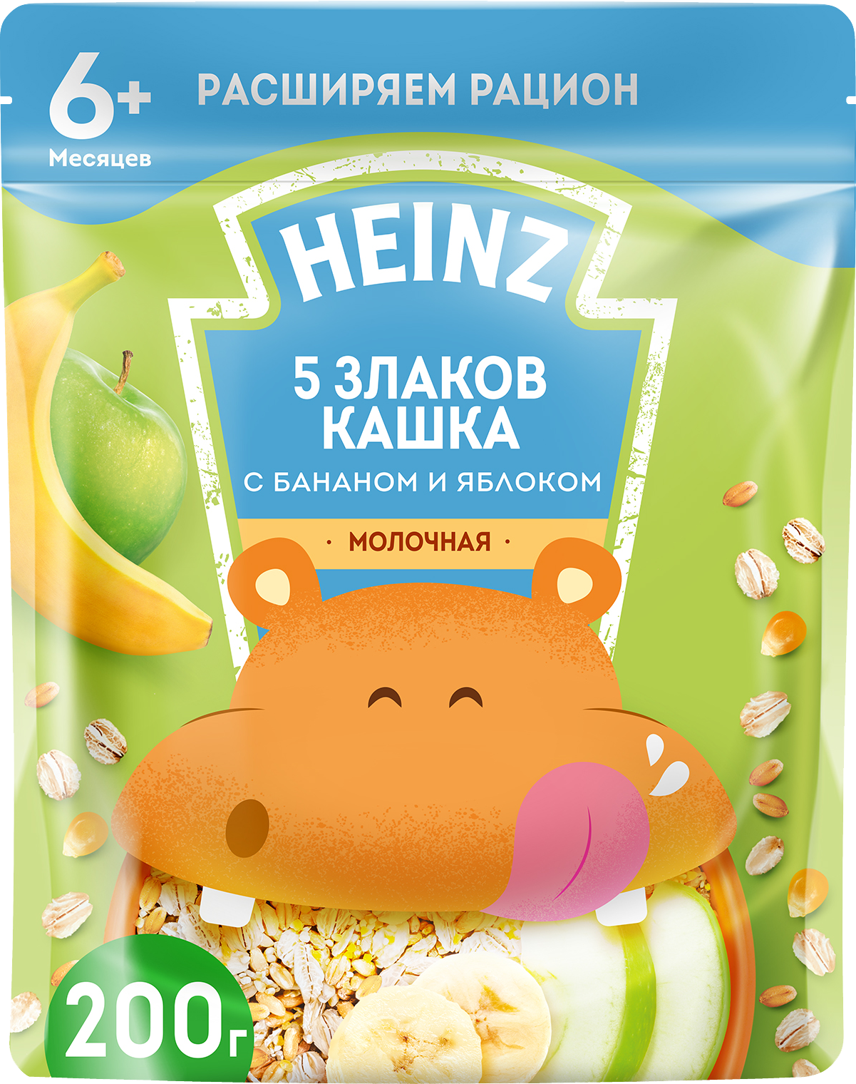 

Каша Heinz 5 злаков с бананом и яблоком молочная с Омега 3