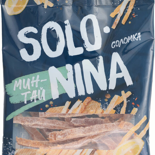 Минтай Solo-nina соломка с перцем сушено-вяленый