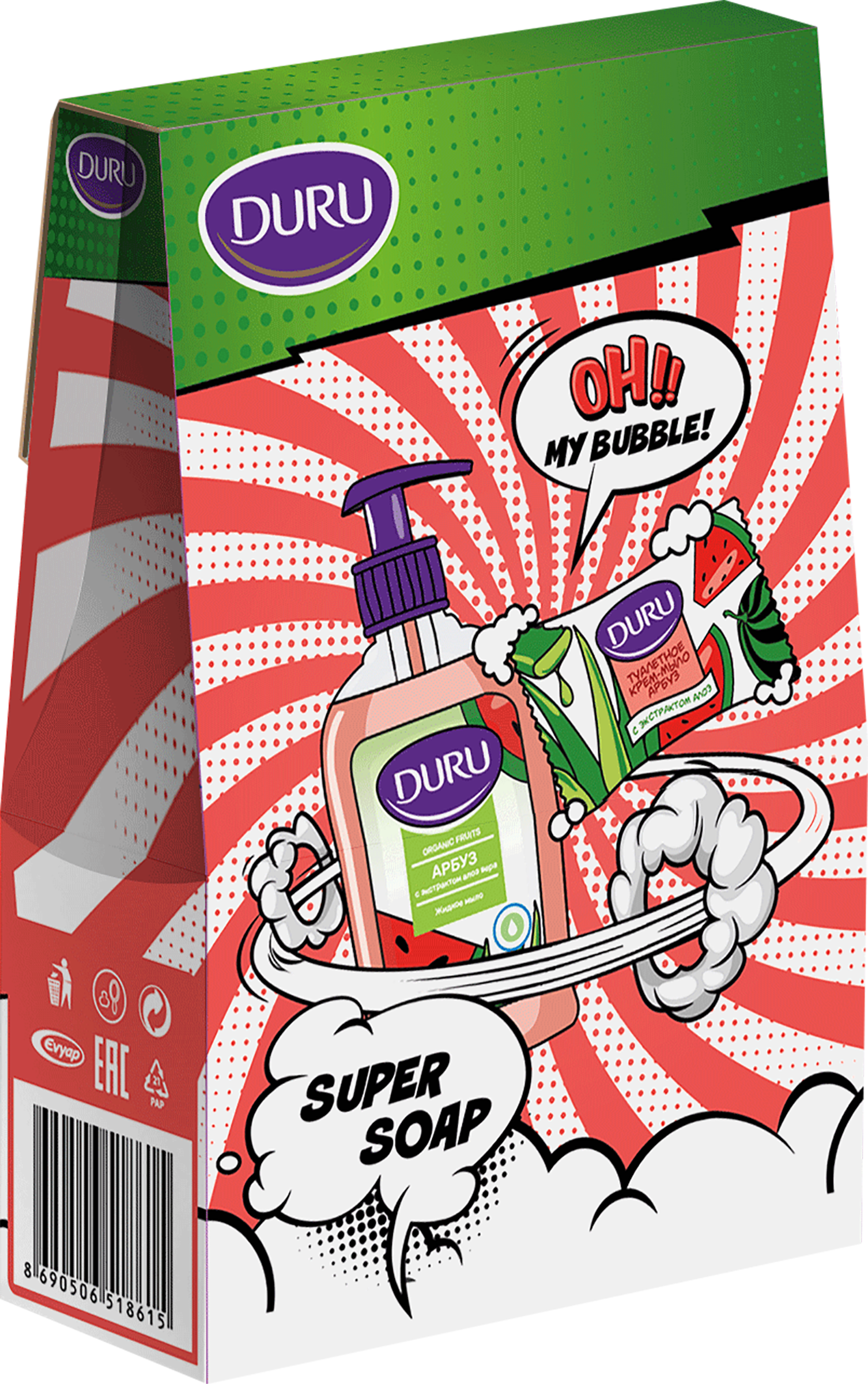 

Набор подарочный женский Duru: жидкое мыло арбуз, 300 мл + крем-мыло арбуз с экстрактом алоэ, 80 г