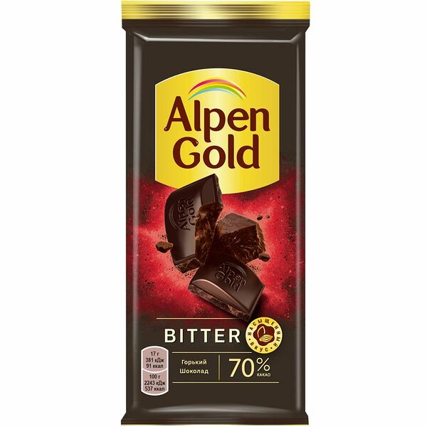 Шоколад горький Alpen Gold дробленый фундук, 80г
