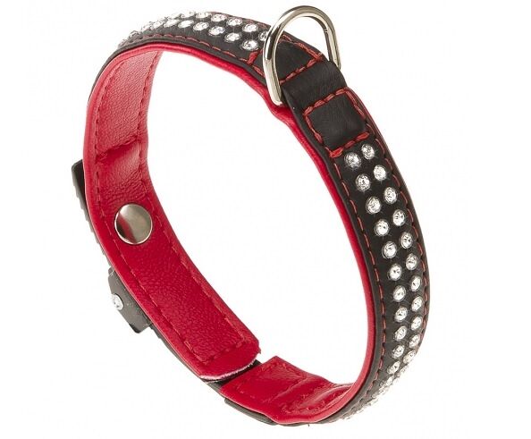 Ferplast ошейник кожаный Lux C15/28 15мм*28см, Красно-черный