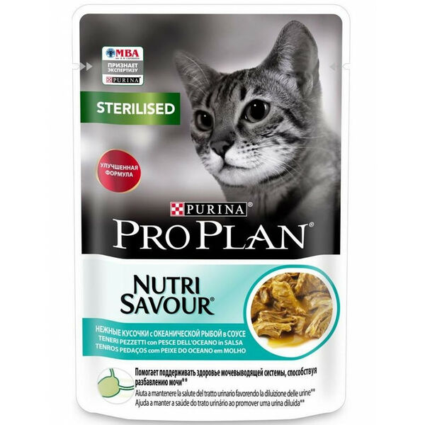 Purina Pro plan Влажный корм Pro Plan Nutri Savour для взрослых стерилизованных кошек и кастрированных котов, с океанической рыбой в соусе