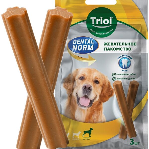 Лакомство для собак крупных пород Тriol Dental Norm Палочки жевательные 3шт 120г