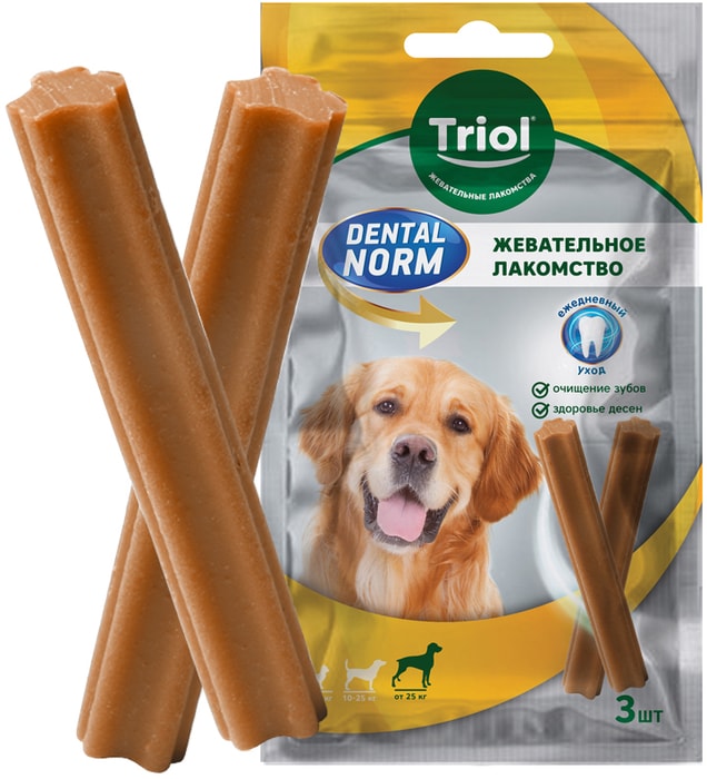 

Лакомство для собак Triol Dental Norm палочки жевательные 3 шт. 120 г