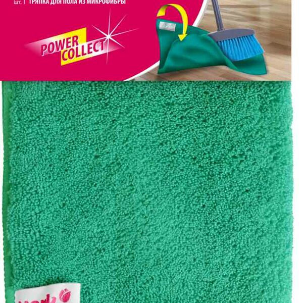 Тряпка для пола из микрофибры двухсторонняя York Power Collect с застежкой, 50×60 см