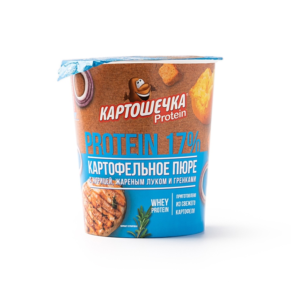 

Пюре картофельное с протеином, курицей, жареным луком и гренками, «Картошечка», 40 г, Россия