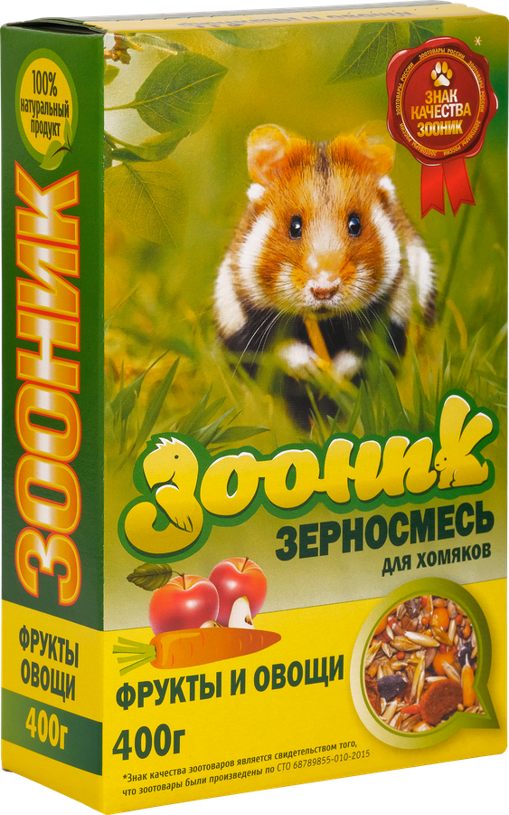 

Корм для хомяков Зооник фруктовый 400 г