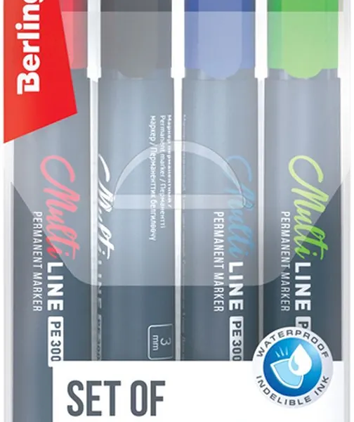 Набор маркеров BERLINGO MultiLine PE300 4 цвета перманентные Арт. BMc_36409