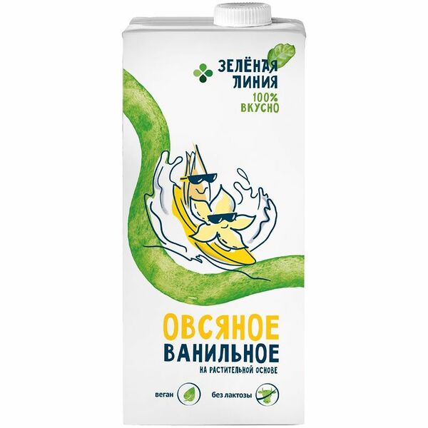 Напиток Овсяный Ванильный на растительной основе Зелёная Линия, 1л