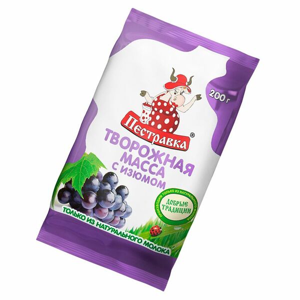 Масса творожная Пестравка с изюмом 18%