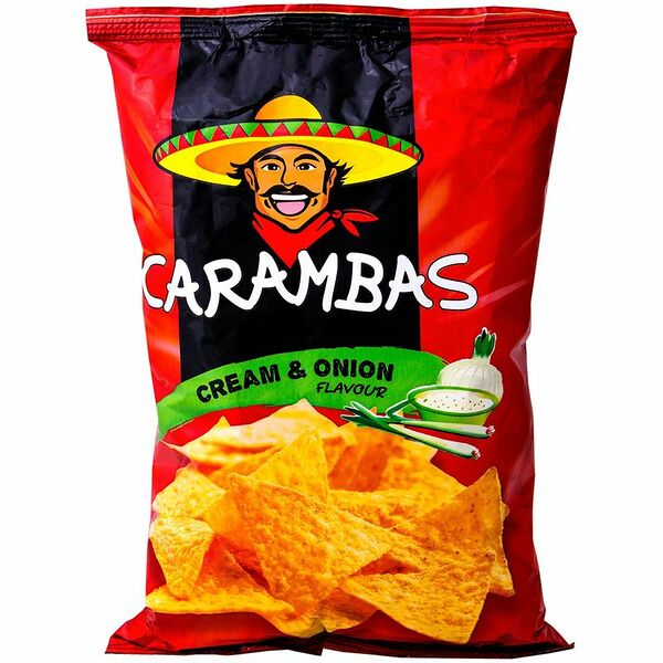 Чипсы кукурузные Carambas сметана и лук, 150г
