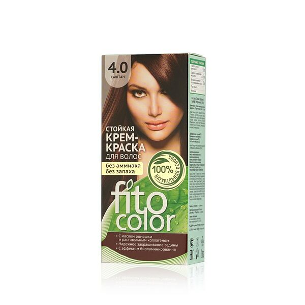 Крем-карска для волос стойкая оттенок 4.0 каштан ТМ Fito color (Фито колор)